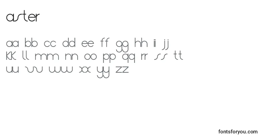 Schriftart Aster – Alphabet, Zahlen, spezielle Symbole