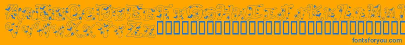 HalloweenBats-fontti – siniset fontit oranssilla taustalla