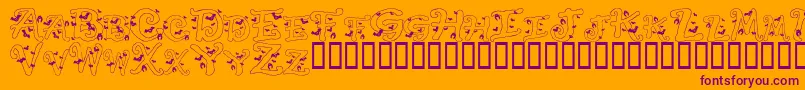 HalloweenBats-Schriftart – Violette Schriften auf orangefarbenem Hintergrund