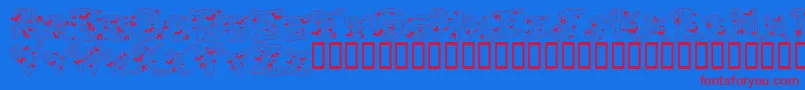 HalloweenBats-Schriftart – Rote Schriften auf blauem Hintergrund