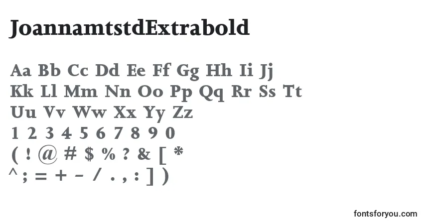 A fonte JoannamtstdExtrabold – alfabeto, números, caracteres especiais