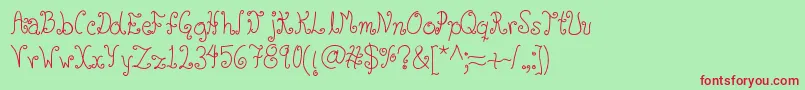 Glyphy Font – Red Fonts on Green Background