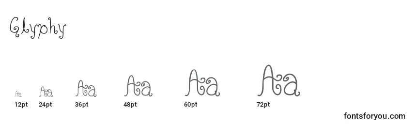Größen der Schriftart Glyphy