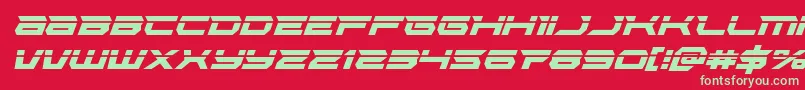 フォントLethalforcelaserital – 赤い背景に緑の文字