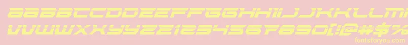 Lethalforcelaserital-Schriftart – Gelbe Schriften auf rosa Hintergrund