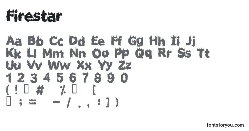 Schriftart Firestar – Alphabet, Zahlen, spezielle Symbole