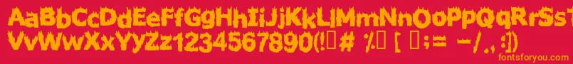 Firestar-Schriftart – Orangefarbene Schriften auf rotem Hintergrund