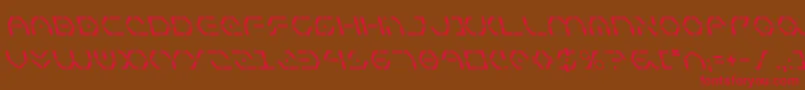 フォントZetaSentryLeftalic – 赤い文字が茶色の背景にあります。