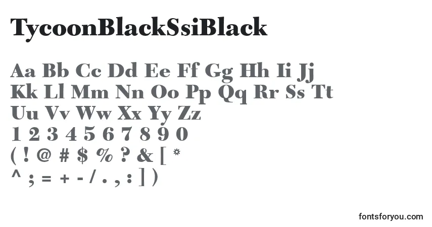 A fonte TycoonBlackSsiBlack – alfabeto, números, caracteres especiais