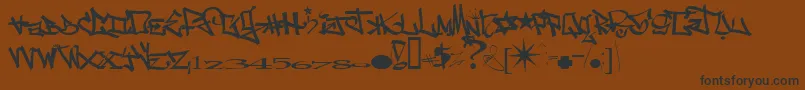 One8seve-Schriftart – Schwarze Schriften auf braunem Hintergrund