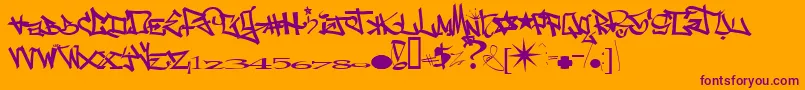 One8seve-Schriftart – Violette Schriften auf orangefarbenem Hintergrund