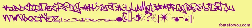 One8seve Font – Purple Fonts on Yellow Background