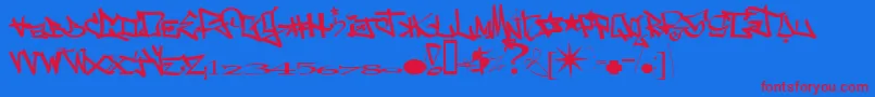 フォントOne8seve – 赤い文字の青い背景