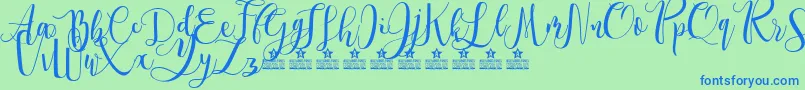 Lisätietoja SpringtimePersonalUse-fontista SpringtimePersonalUse-fontti – siniset fontit vihreällä taustalla