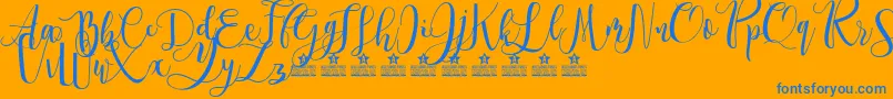 フォントSpringtimePersonalUse – オレンジの背景に青い文字