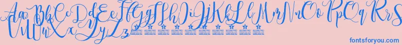 Więcej informacji o czcionce SpringtimePersonalUse Czcionka SpringtimePersonalUse – niebieskie czcionki na różowym tle