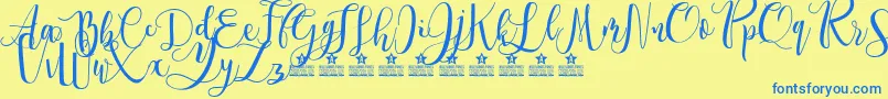 Шрифт SpringtimePersonalUse – синие шрифты на жёлтом фоне