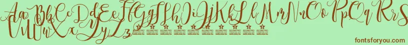 SpringtimePersonalUse-Schriftart – Braune Schriften auf grünem Hintergrund