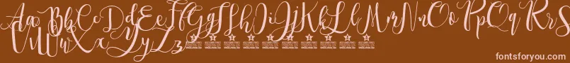フォントSpringtimePersonalUse – 茶色の背景にピンクのフォント