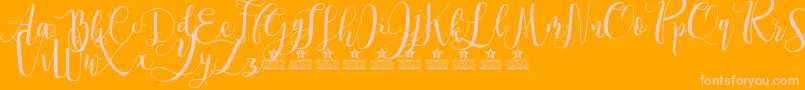 SpringtimePersonalUse-Schriftart – Rosa Schriften auf orangefarbenem Hintergrund