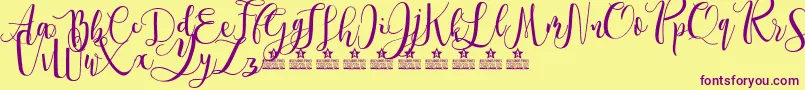Saiba mais sobre a fonte SpringtimePersonalUse Fonte SpringtimePersonalUse – fontes roxas em um fundo amarelo