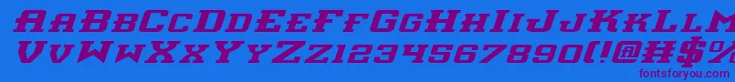 Interceptorei-Schriftart – Violette Schriften auf blauem Hintergrund