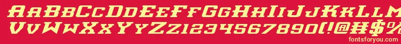 Fonte Interceptorei – fontes amarelas em um fundo vermelho