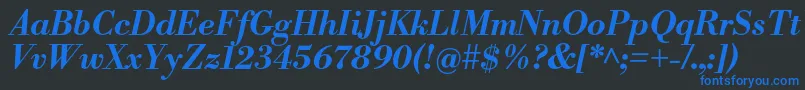 LibrebodoniBolditalic Font – Blue Fonts on Black Background