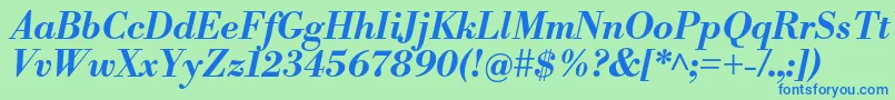 LibrebodoniBolditalic Font – Blue Fonts on Green Background