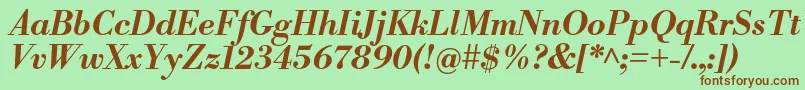 LibrebodoniBolditalic Font – Brown Fonts on Green Background