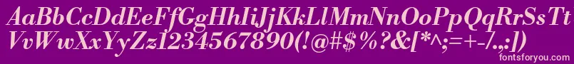 LibrebodoniBolditalic Font – Pink Fonts on Purple Background