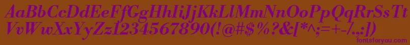 LibrebodoniBolditalic Font – Purple Fonts on Brown Background
