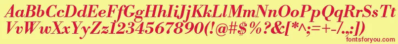 LibrebodoniBolditalic Font – Red Fonts on Yellow Background