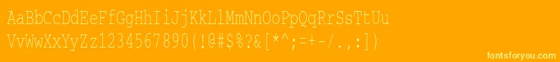 Courierctt65-fontti – keltaiset fontit oranssilla taustalla