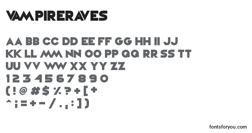 Шрифт VampireRaves – алфавит, цифры, специальные символы