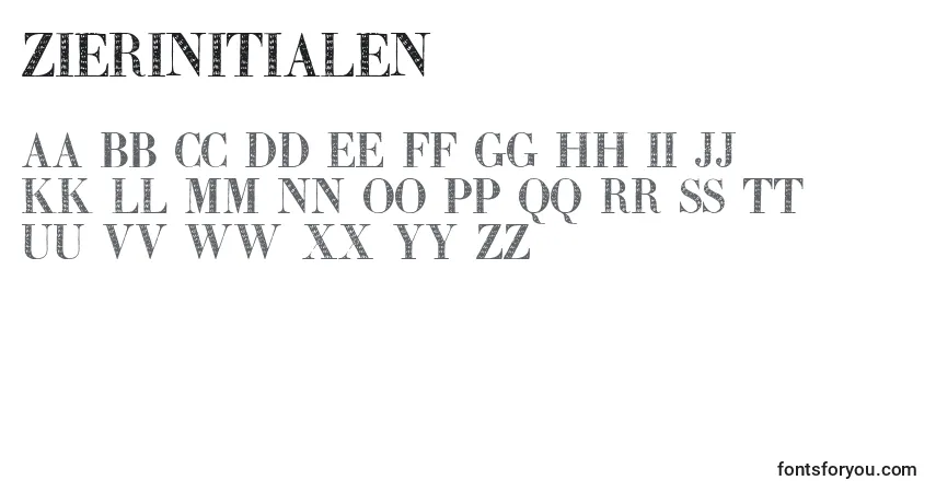 A fonte Zierinitialen2 – alfabeto, números, caracteres especiais