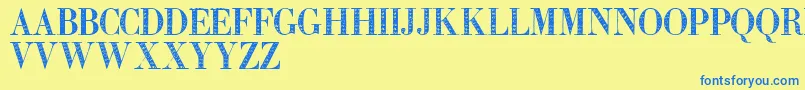 Zierinitialen2-Schriftart – Blaue Schriften auf gelbem Hintergrund