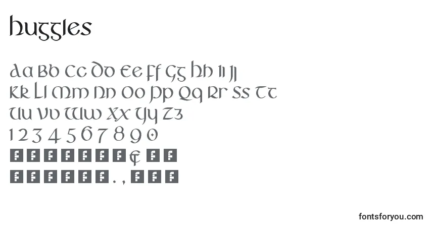 A fonte Huggles – alfabeto, números, caracteres especiais