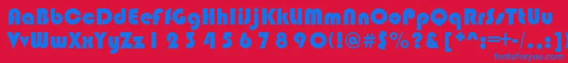 Czcionka BlimpoRegular – niebieskie czcionki na czerwonym tle