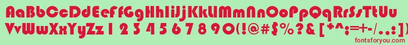 BlimpoRegular-Schriftart – Rote Schriften auf grünem Hintergrund
