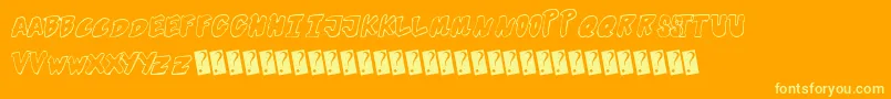Futuristicoutline-Schriftart – Gelbe Schriften auf orangefarbenem Hintergrund