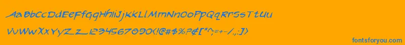 Ariloni-Schriftart – Blaue Schriften auf orangefarbenem Hintergrund