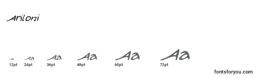 Размеры шрифта Ariloni