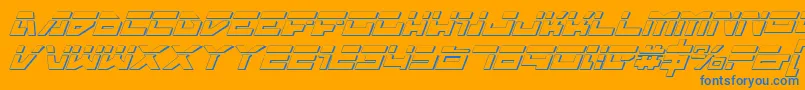 TrajiaLaserItalic3D-fontti – siniset fontit oranssilla taustalla