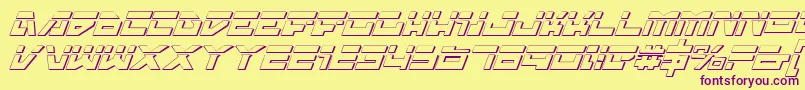 TrajiaLaserItalic3D Font – Purple Fonts on Yellow Background