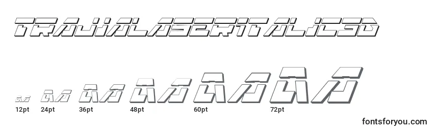 Размеры шрифта TrajiaLaserItalic3D