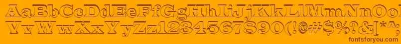 LatinoshRegular-Schriftart – Braune Schriften auf orangefarbenem Hintergrund