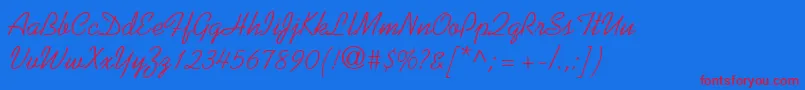 ProseScriptSsi Font – Red Fonts on Blue Background