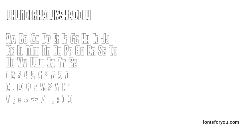 Шрифт Thunderhawkshadow – алфавит, цифры, специальные символы