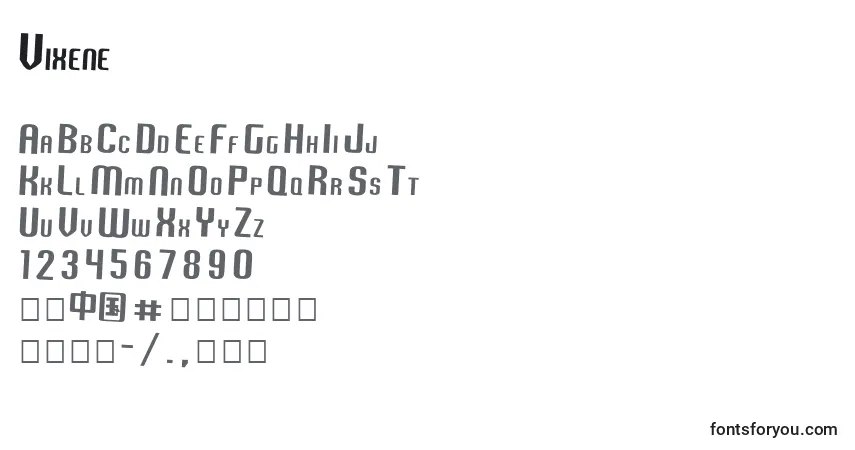 A fonte Vixene – alfabeto, números, caracteres especiais